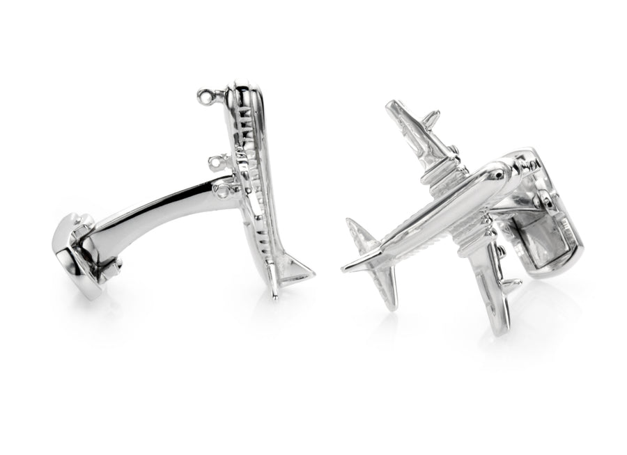 Silver Airplane Cufflinks