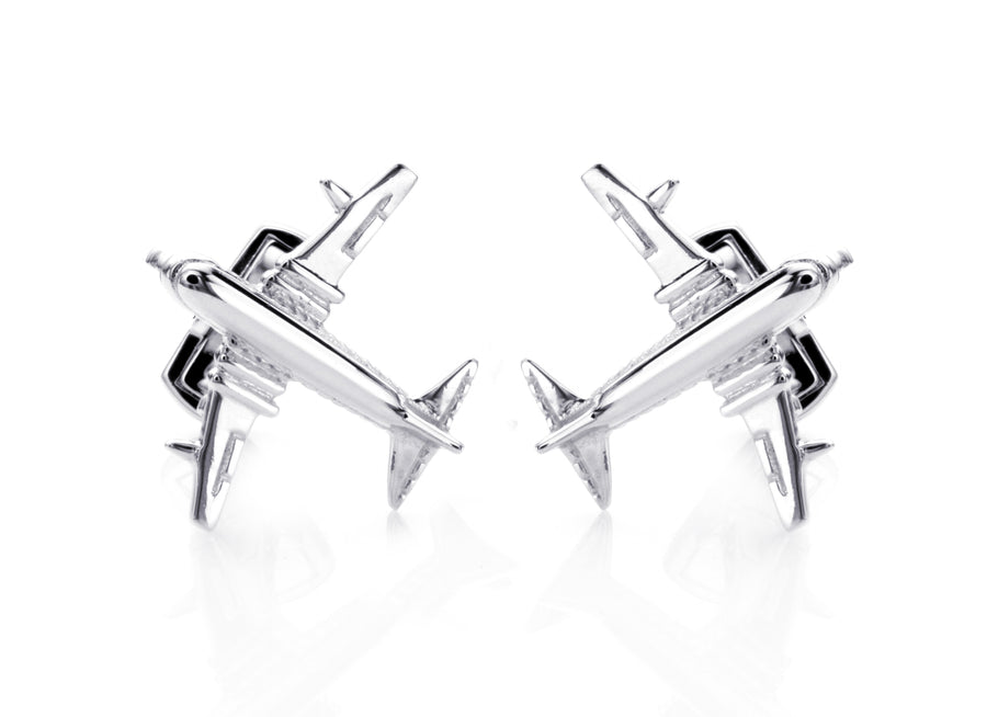 Silver Airplane Cufflinks