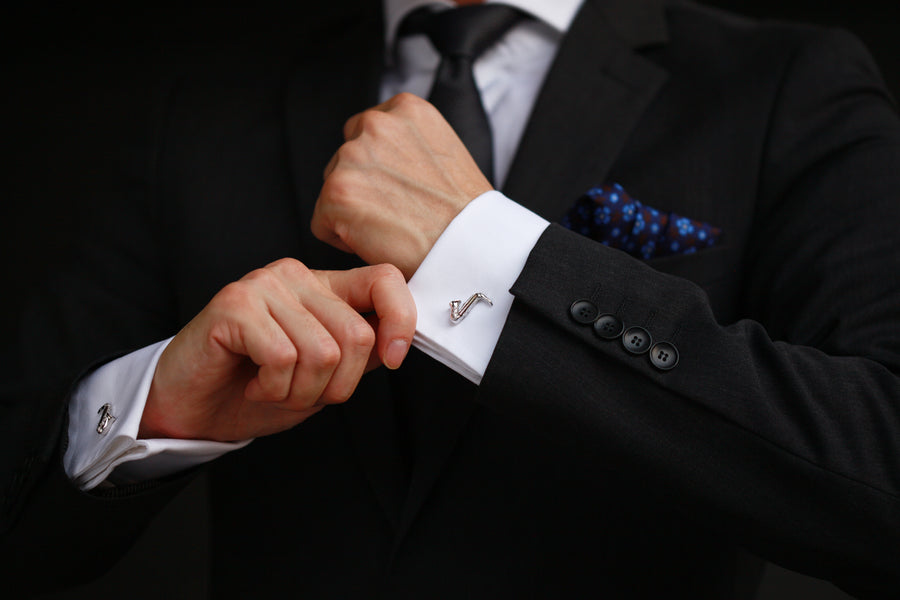 Saxophone Silver Cufflinks