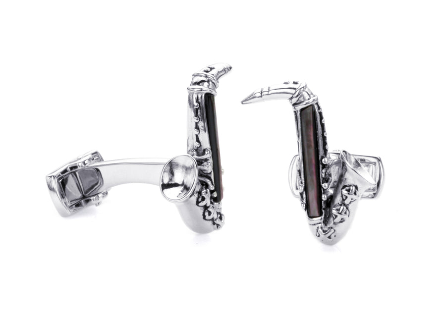 Saxophone Silver Cufflinks